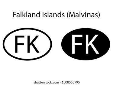 Falkland Islands (Malvinas) country code icon.  Iso code country domain name.   FK - Falkland Islands (Malvinas) abbreviated. vector