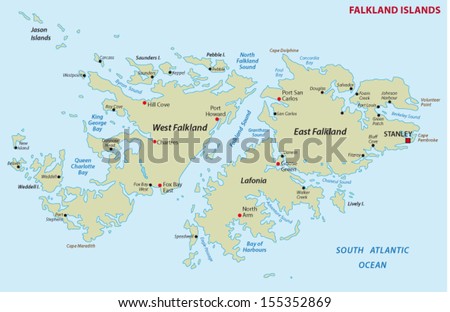 Falkland Islands Map Stock Vector (Royalty Free) 155352869 - Shutterstock