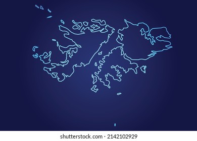 Falkland Islands Map  of Abstract High Detailed Glow Blue Map on Dark Background logo illustration	