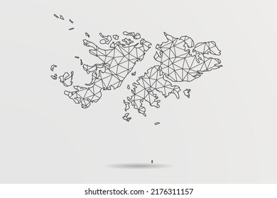 Falkland Islands Map - Abstract mash line and point scales on white background with World Map. Wire Frame 3D mesh polygonal network line, design sphere, dot and structure - Vector illustration eps 10