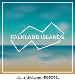 Falkland Islands map against the backdrop of beach and tropical sea with bright sun. EPS10 vector.