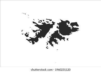 Falkland Islands Map black Color on White Backgound