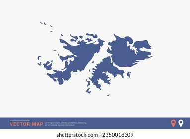 Falkland Islands Map - blue abstract style isolated on white background for infographic, design vector.