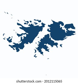 Mapa de las Islas Malvinas de color moderno. Mapa de silueta. sobre fondo blanco. 