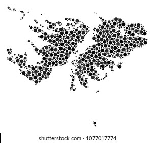 Falkland Islands Map composition of circle elements in different sizes. Randomized round dots are organized into Falkland Islands Map composition. Vector cartography map vector illustration.