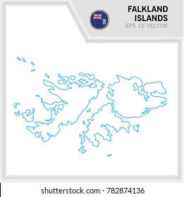 Falkland Islands map and flag in white background