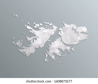 Falkland Islands map gray in polygonal style on dark background. isolated vector illustration eps 10.