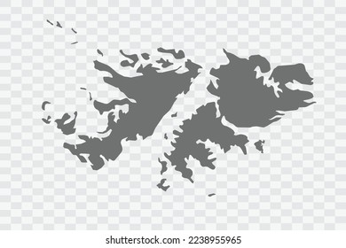 Falkland Islands Map grey Color on White no demarcation line Background  Png