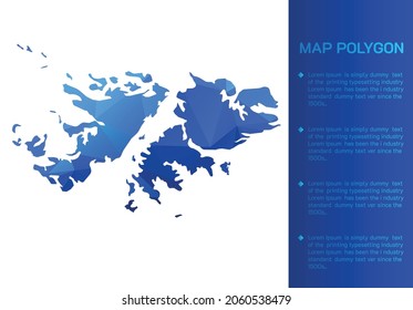 Falkland Islands map ingeometric blue polygonal style modern design on white background. Vector illustration map in geometric blue polygonal style modern design on white background. Vector illustratio