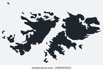 Falkland Islands map. Just a simple border map. Shape of the country. Flat blank Falkland Islands outline. Vector boundary illustration.
