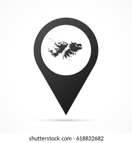 Falkland Islands Map on location pin. Map pointer isolated on a white background.
Conceptual vector illustration.