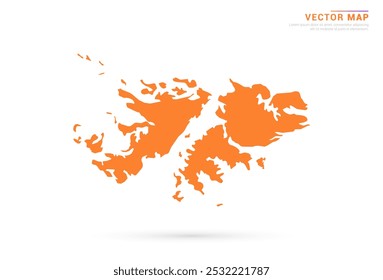 Falkland Islands Map - Orange abstract style isolated on white background vector.