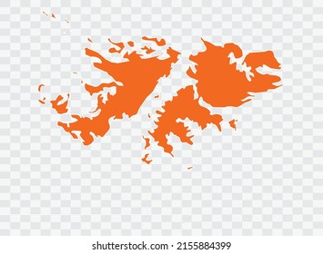 Falkland Islands map orange Color on White Backgound  illustration eps 10