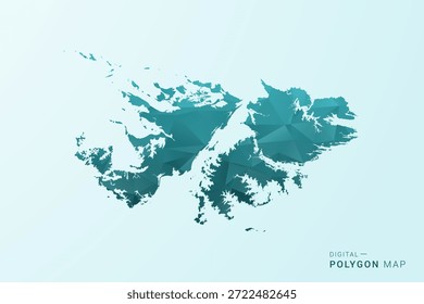Falklandinseln Karte - Polygon-Stil Vektorgrafik in blau-grün Low Poly geometrischen Design, moderne minimale Silhouette.
