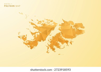 Mapa das Ilhas Malvinas - Ilustração vetorial estilo polígono em amarelo e laranja baixo design geométrico poli, silhueta mínima moderna, isolado para infográfico.