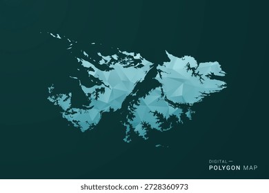 Falklandinseln Karte - Polygon-Stil Vektorgrafik in grün und blau Low Poly geometrischen Design, sauber minimale Silhouette für Infografik.