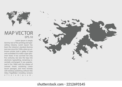 Mapa vectorial de las Islas Malvinas (Falkland Islands), ilustración vectorial de diseño abstracto Eps 10. Alto detalle sobre fondo blanco.
