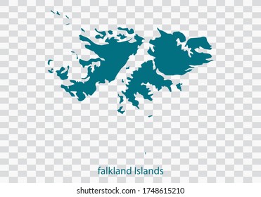 falkland Islands map vector, isolated teal color on transparent background