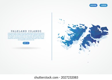 Falkland Islands map - World Map International vector template with polygon blue color gradient isolated on white background for education, website, banner - Vector illustration eps 10