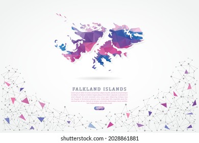 Falkland Islands map - World Map International vector template with polygon pink color gradient isolated on white background for education, website, banner, infographic - Vector illustration eps 10