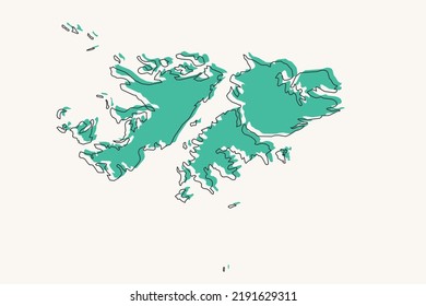 Falkland Islands Map - World map International vector template with black and green geometric shapes and lines style isolated on white background for design, infographic - Vector illustration eps 10