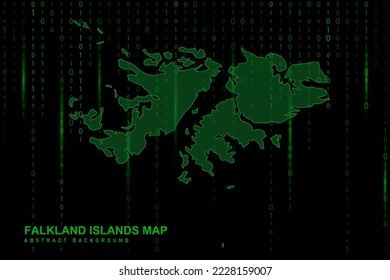 Falkland Islands Map - World Map International vector template with Matrix green binary computer code background including light for design, website, hacker concept - Vector illustration eps 10