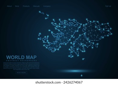 Falkland Islands Map - World Map mash line and point scales on blue technology background. Wire Frame 3D mesh polygonal network line, design sphere, dot and structure - Vector illustration eps 10