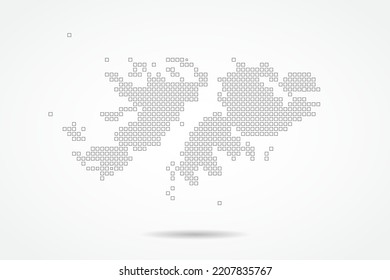 Falkland Islands Map - World map vector template with square pixel thin black and outline sketch style isolated on white background for education, infographic, design - Vector illustration eps 10
