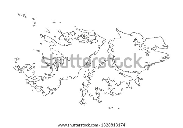 Falkland Islands Outline Silhouette Map Illustration Stock Vector ...