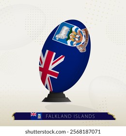 Falkland Islands Rugby Ball on Rugby Kicking Tees with Modern Design. Illustration perfect for sports, national pride, and rugby-related projects.