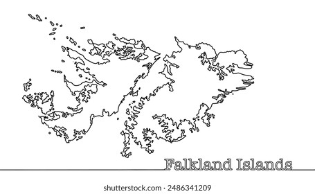 Falkland Islands silhouette. An archipelago consisting of two main and several hundred smaller islands. Located in the South Atlantic Ocean, and east of South America.