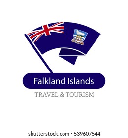 Falkland Islands The Travel Destination logo - Vector travel company logo design - Country Flag Travel and Tourism concept t shirt graphics - vector illustration
