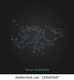 Falkland map - Abstract mash line and point scales on dark background with Falkland. flat design style, clean and modern. Vector Illustration eps10