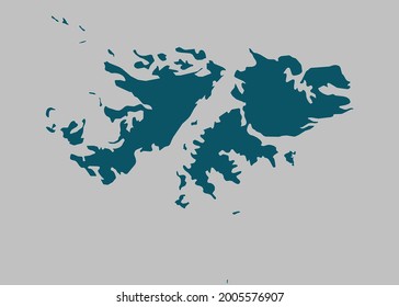 FalklandIslands map vector,isolated ocean blue color on gray background