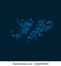 Falklands dotted glowing map. Shape of the country with blue bright bulbs. Vector illustration.