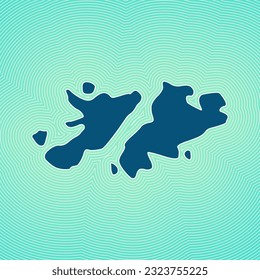 Icono del mapa de Malvinas. Forma de campo en el fondo de degradado rayado radiante. Afiche vibrante de Malvinas. Impresionante ilustración vectorial.