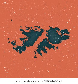 Falklands vintage map. Grunge map of the country with distressed texture. Falklands poster. Vector illustration.