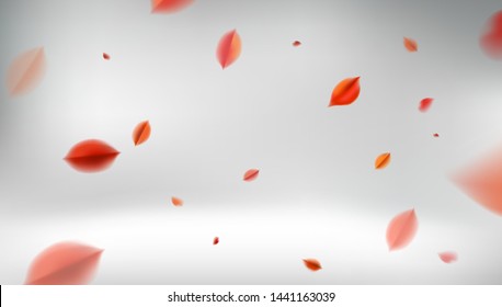 Fall abstract background with red leaves. Autumn vector design elements