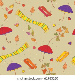 Fall accessories funny bright seamless pattern