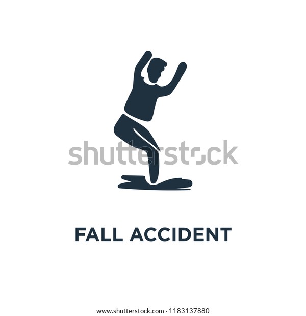 Fall Accident icon. Black filled vector\
illustration. Fall Accident symbol on white background. Can be used\
in web and mobile.