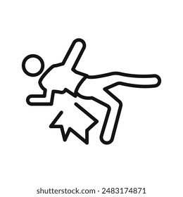 fall accident icon Black line art vector