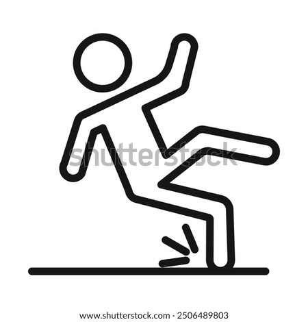 fall accident icon Black line art vector logo