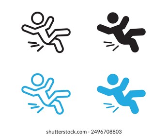 fall accident icon black and white vector outline sign