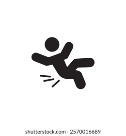 fall accident icon black and white vector outline sign