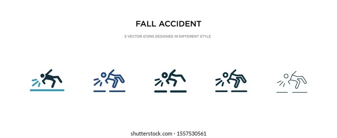 icono de accidente de caída en una ilustración vectorial de estilo diferente. se pueden utilizar dos iconos de los vectores de caída de color y negro diseñados en el estilo de relleno, contorno, línea y trazo para web, móvil, ui
