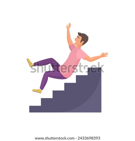Fall accident of man, person falling down from career ladder vector illustration