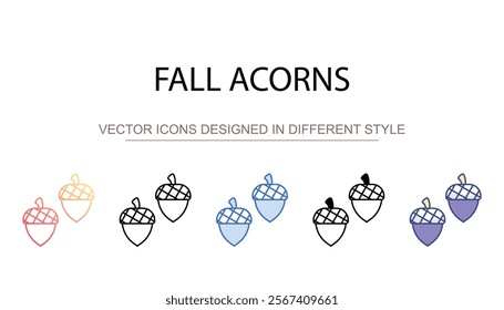 Fall Acorns icon design with white background stock illustration