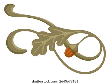 Fall Art Nouveau Element. Seasonal Vintage frame with fall leaves and acorns. Vector.