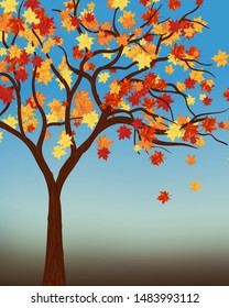 Fall (Autumn) Background With Maple Leaves. Vector Illustration.