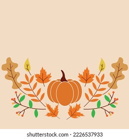 fall autumn background thanksgiving template background with leaves and pumpkin